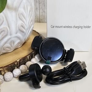 Car Mount Wireless Charging Holder Qi Fast Charge Auto Vent Phone Stand Black
